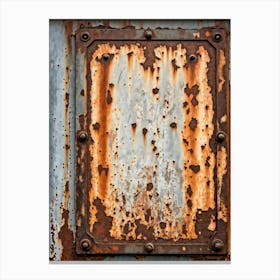 Decades Old Rust Stained Iron Sign Set Against The Industrial Backdrop Characterized By The Wear (2) Canvas Print