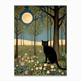 William Morris Black Cat In The Forest 27 Canvas Print