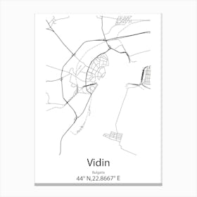 Vidin,Bulgaria Minimalist Map Canvas Print