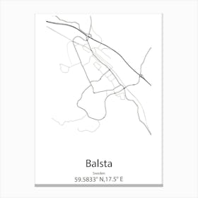 Balsta,Sweden Minimalist Map Canvas Print