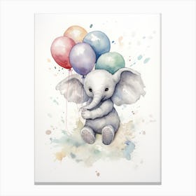 Elephant Painting With Balloons Watercolour 2  Canvas Print