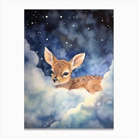 Baby Deer 4 Sleeping In The Clouds Canvas Print
