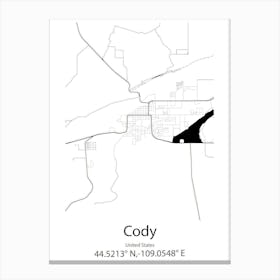 Cody,United States Minimalist Map 1 Canvas Print