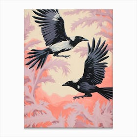 Vintage Japanese Inspired Bird Print Raven 4 Canvas Print