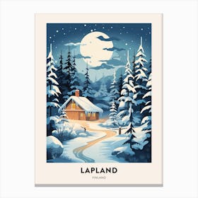 Winter Night  Travel Poster Lapland Finland 2 Canvas Print