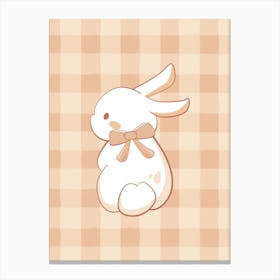 Soft Brown, Gingham Bunny Canvas Print