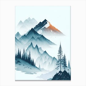 Mountain And Forest In Minimalist Watercolor Vertical Composition 270 Canvas Print