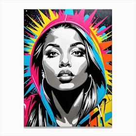 Graffiti Mural Of Beautiful Hip Hop Girl 47 Canvas Print