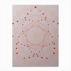 Geometric Abstract Glyph Circle Array in Tomato Red n.0202 Canvas Print