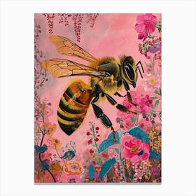 Floral Animal Painting Honey Bee 3 Canvas Print