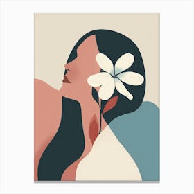 Portrait Of A Woman With A Flower 2 Canvas Print