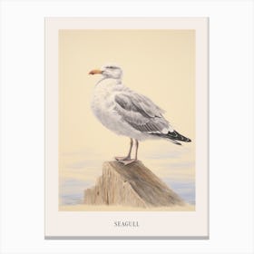 Vintage Bird Drawing Seagull 2 Poster Canvas Print