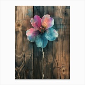 Watercolor Flower on Wood Canvas Print