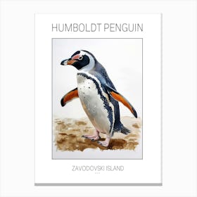 Humboldt Penguin Zavodovski Island Watercolour Painting 5 Poster Canvas Print
