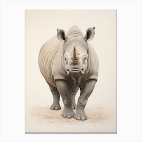 Simple Illustration Of A Rhino Walking 2 Canvas Print