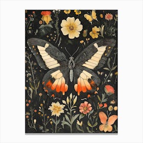 Butterfly And Flowers Canvas Print