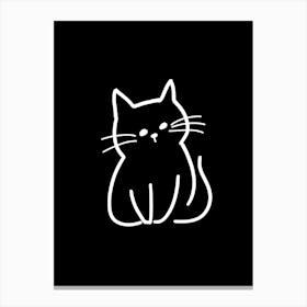 Monochrome Sketch Cat Line Drawing 1 Canvas Print