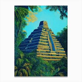 Tikal National Park Guatemala Pointillism Canvas Print