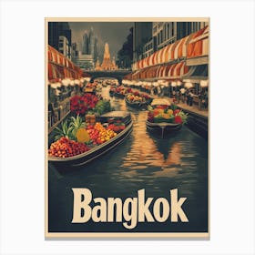 Aihrgdesign A Classic 1960s Travel Poster For Bangkok 2 Canvas Print