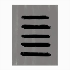 Grey Painting With Black Brushstrokes Canvas Print