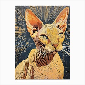 Sphynx Cat Relief Illustration 1 Canvas Print