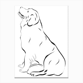 Golden Retriever Monoline Simple Line Art Drawing Canvas Print