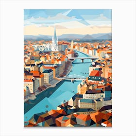 Lyon, France, Geometric Illustration 1 Canvas Print