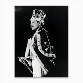 Singer Freddie Mercury Dressed As A King During A Performance With His Group Queen At Wembley Stadium In London, 15th July 1986 Canvas Print