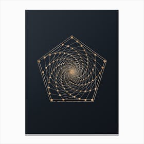 Abstract Geometric Gold Glyph on Dark Teal n.0257 Canvas Print