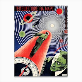Traveling To Mars, Soviet Scifi Movie Poster Canvas Print