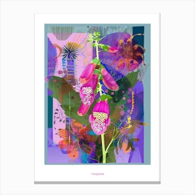 Foxglove 4 Neon Flower Collage Poster Canvas Print