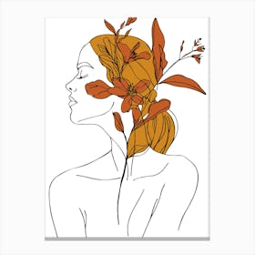 Portrait Of A Woman With Flowers 6 Canvas Print