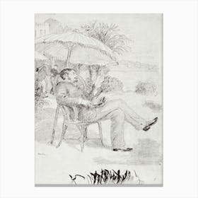 On The Terrace Of A Hotel In Bordighera The Painter Jean Martin Reviews His Bill, Pierre Auguste Renoir Canvas Print