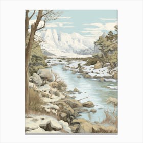 Vintage Winter Illustration Patagonia Argentina 1 Canvas Print
