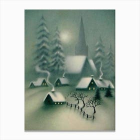 Village Covered With Snow Canvas Print