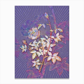 Geometric Moss Rose Mosaic Botanical Art on Veri Peri Canvas Print