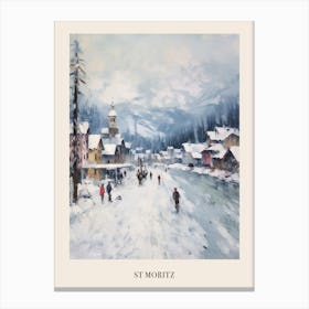 Vintage Winter Painting Poster St Moritz Switzerland 1 Canvas Print