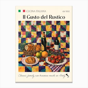Il Gusto Del Rustico Trattoria Italian Poster Food Kitchen Canvas Print