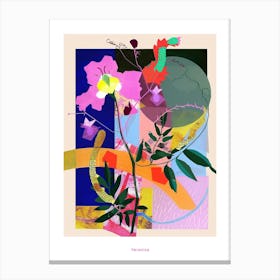 Veronica 4 Neon Flower Collage Poster Canvas Print