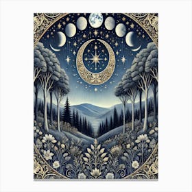 Moon And Stars 4 Canvas Print