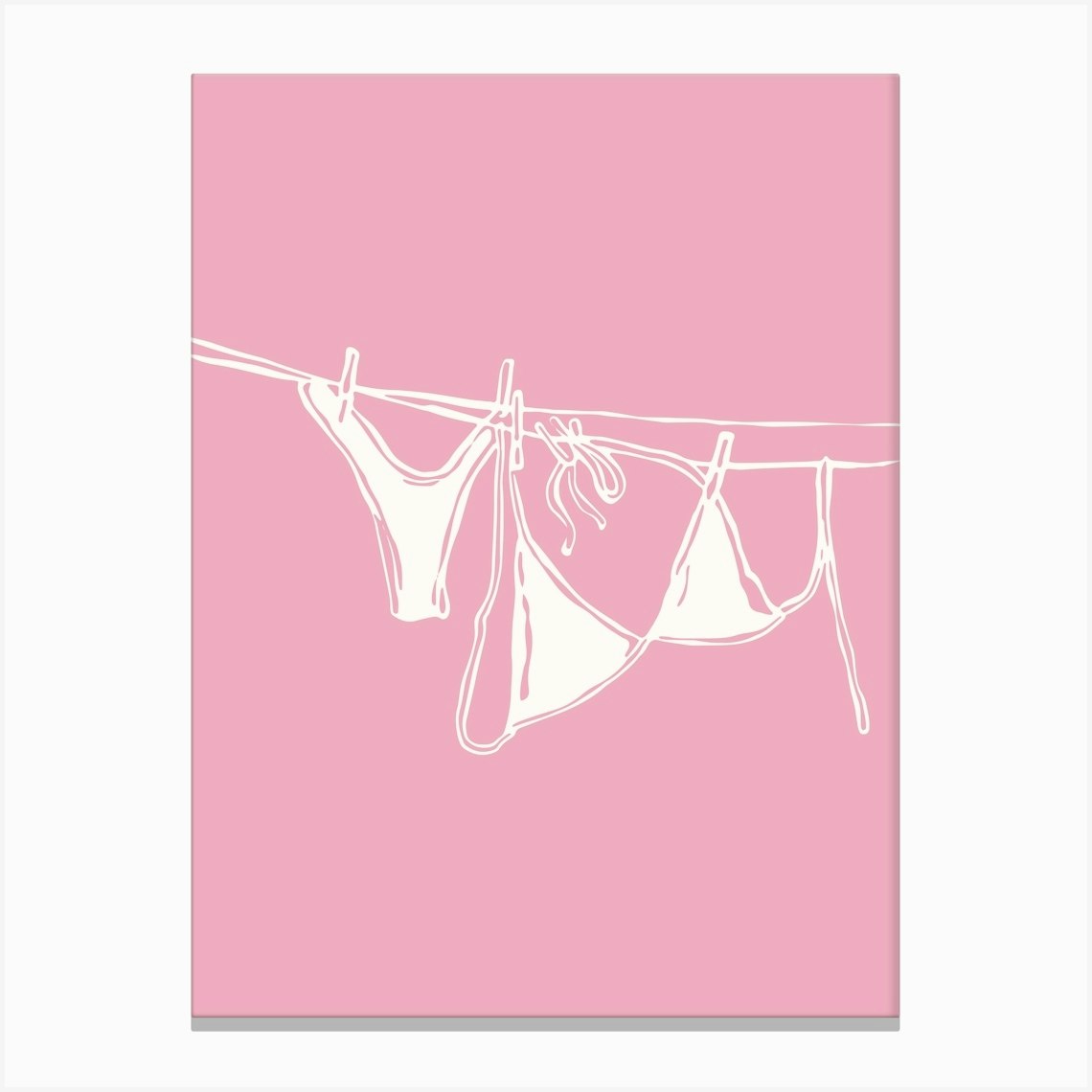 Pink Bikinis On Clothesline Canvas Print by House of Saturn