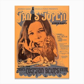 Janis Joplin 1969 Concert Poster Wichita Canvas Print