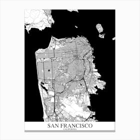 San Francisco California White Black Canvas Print