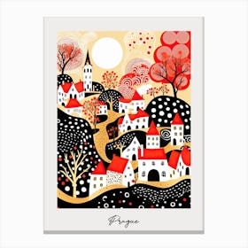 Poster Of Prague, Illustration In The Style Of Pop Art 1 Canvas Print