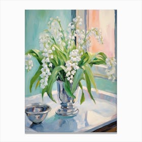 A Vase With Lily Of The Valley, Flower Bouquet 3 Canvas Print