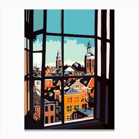 A Window View Of Amsterdam In The Style Of Pop Art 2 Canvas Print
