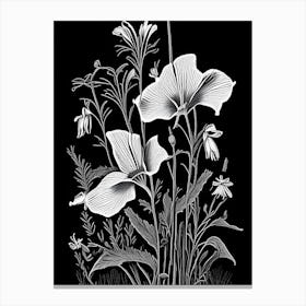 Bellflower Wildflower Linocut 2 Canvas Print