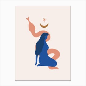 Woman Figure And Snake Canvas Print