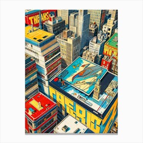Abstract City Buildings Cartoon Aerial View Canvas Print