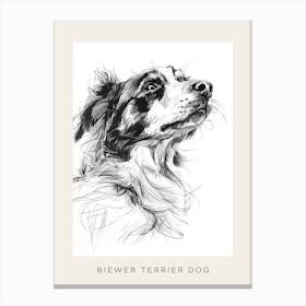 Black & White Dog Line Drawing 2 Poster Canvas Print